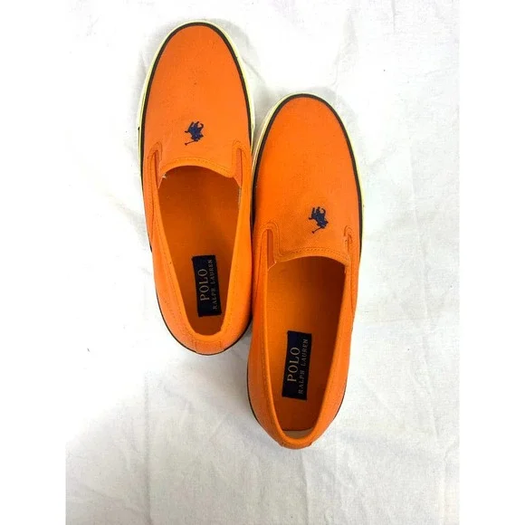 Polo Ralph Lauren Orange Mens Slip On Sneakers Size 11D - Picture 3 of 9